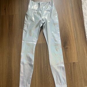 Fabletics Shimmering Silver Leggings